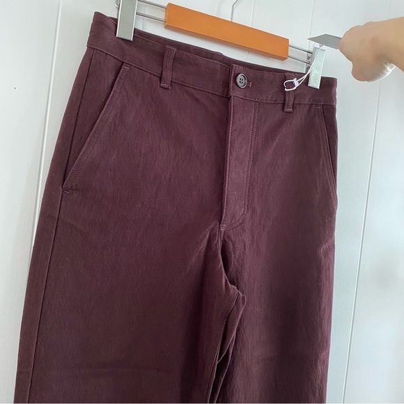 NWT COS Relaxed Button Up Chinos Trousers Purple Cotton Nylon Spandex High Rise - Picture 14 of 14